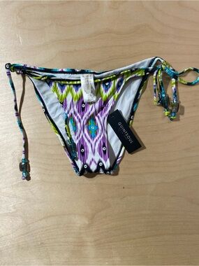 Quintsoul String Bikini Bottom - Purple Green Ikat Print XS (RG)